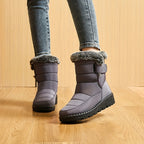 Ronja grey quilted winter boots front view