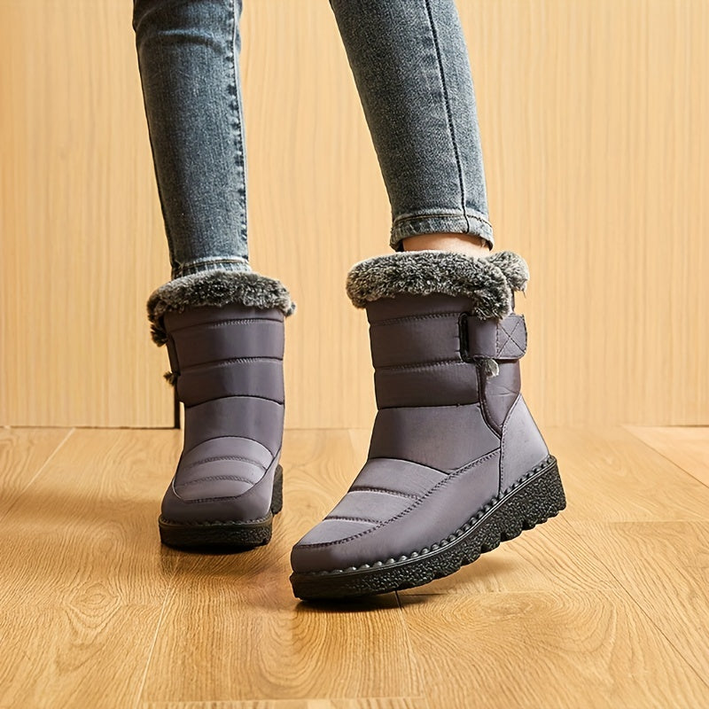 Ronja grey quilted winter boots front view