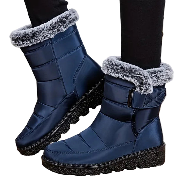 Ronja navy quilted snow boots worn