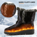Ronja snow boots showing the plush faux-fur lining