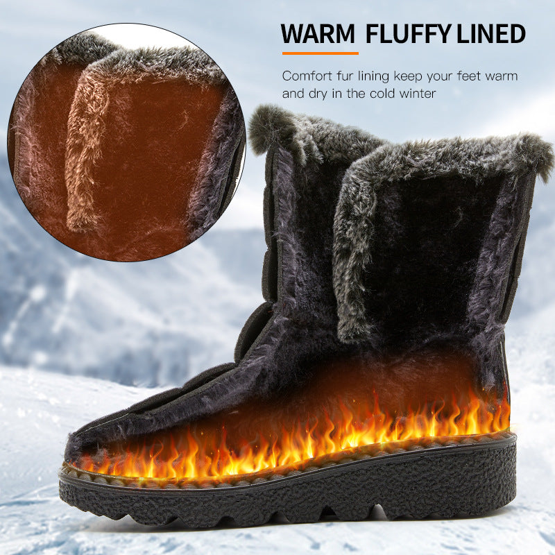 Ronja snow boots showing the plush faux-fur lining