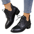 Rosalind black lace-up ankle boots worn