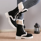 Runa black mid-calf winter boots worn