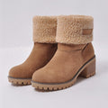 Saga camel faux-sherpa cuff winter boots, pair