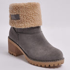 Saga grey faux-sherpa cuff winter boot