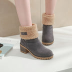 Saga grey sherpa cuff winter boots worn