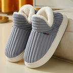 Signe grey corduroy plush-lined slipper boots