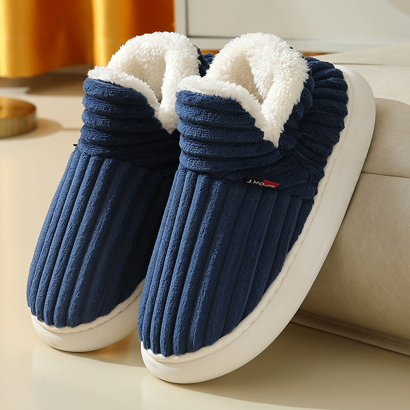 Signe navy corduroy slipper boots