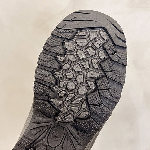 Sigrid black snow boots sole tread close-up