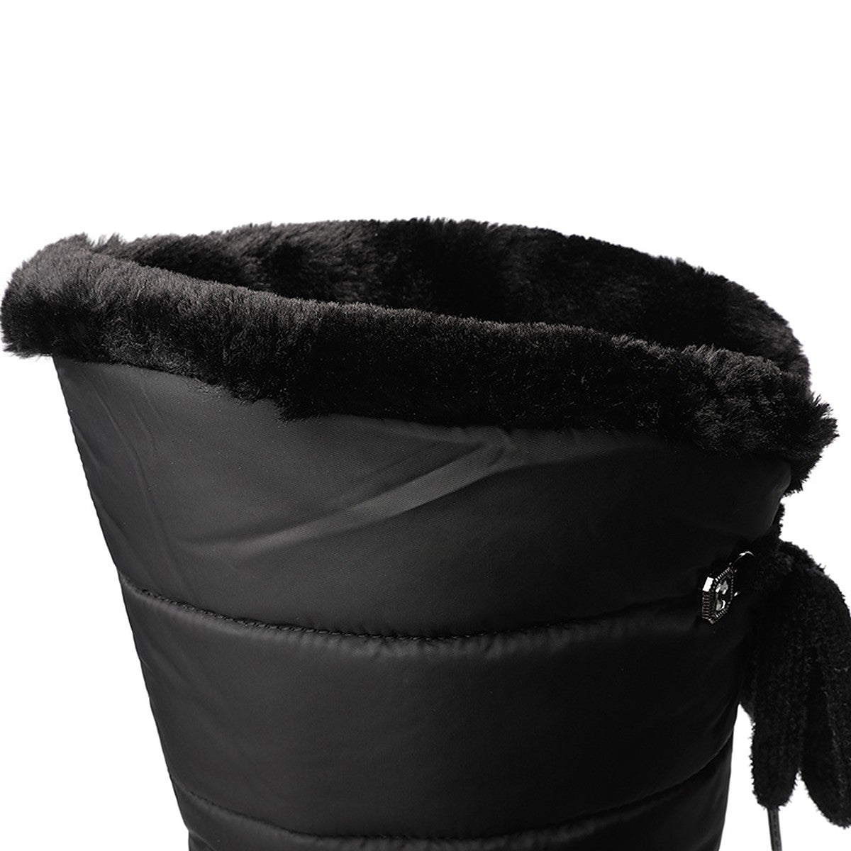 Solveig snow boots faux-fur cuff and drawstring tie close-up