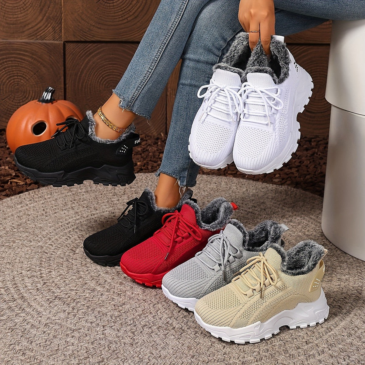 Tindra winter trainers in Black, Red, Grey, Beige and White
