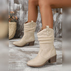 Torvild cream cowboy ankle boots