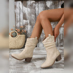 Torvild cream ruched ankle boots worn