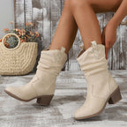 Torvild cream slouch western boots worn