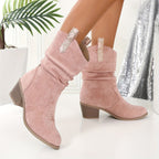 Torvild pink cowboy ankle boots, side view