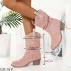 Torvild pink western boots measurements: 6 cm heel, 18 cm shaft