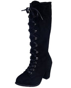 Tove black lace-up knee-high boot
