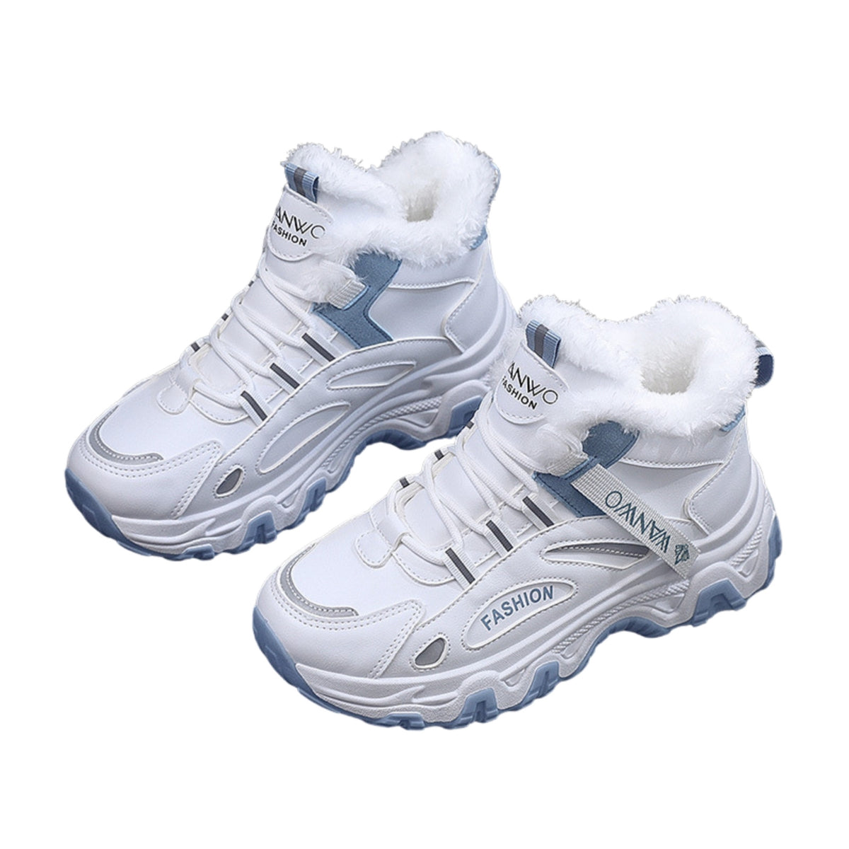 Ylva blue faux-fur lined high-top trainers, pair